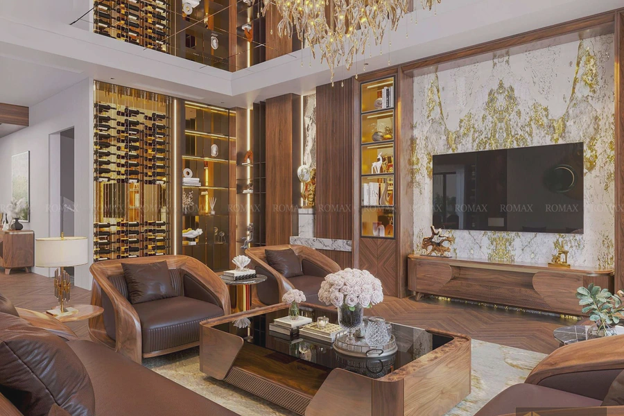 Thiết Kế Nội Thất Gỗ Óc Chó Tại Penthouse Keangnam