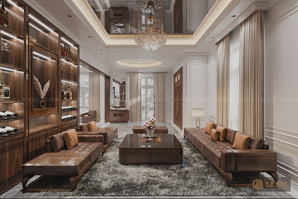 Thiết Kế nội thất gỗ óc chó tại Biệt thự Vinhomes Riverside