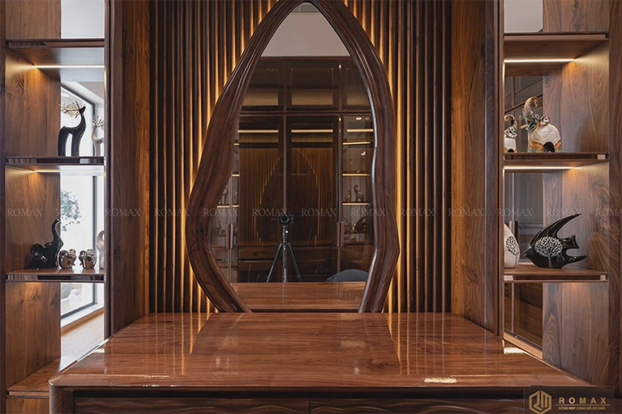 Bàn trang điểm gỗ óc chó BTD12