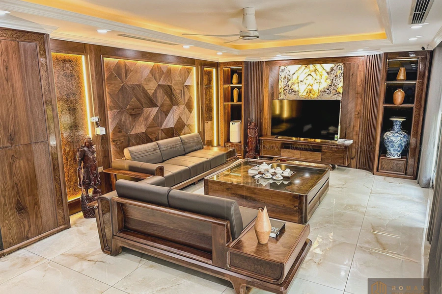 Sofa gỗ óc chó SF15