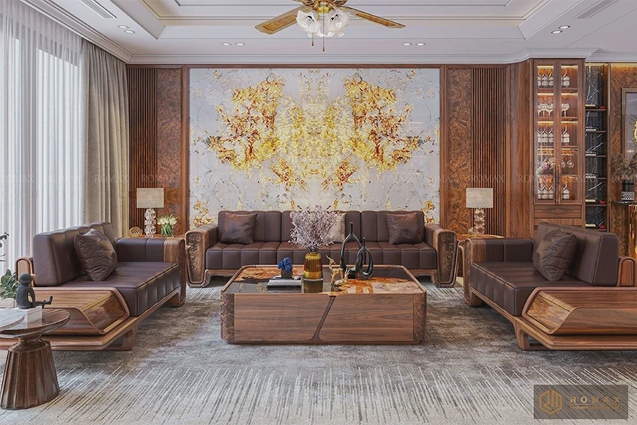 Sofa gỗ óc chó SF30