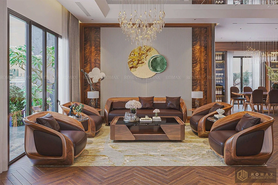 Sofa gỗ óc chó SF32