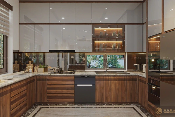 Tủ bếp gỗ óc chó TB19